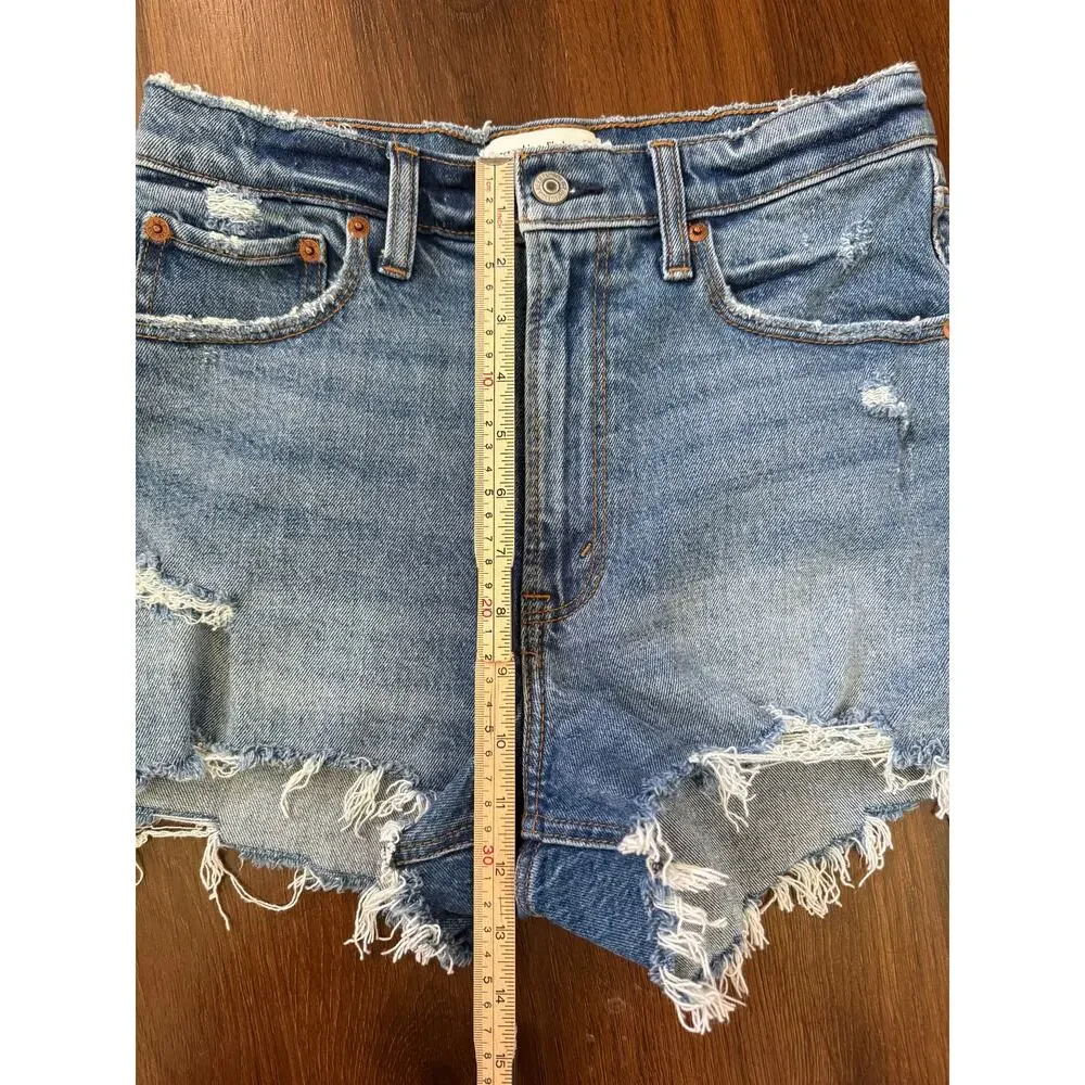 Abercrombie & Fitch The Cutoff Shorts High Rise Medium Wash Sz 25/0 Casual Denim